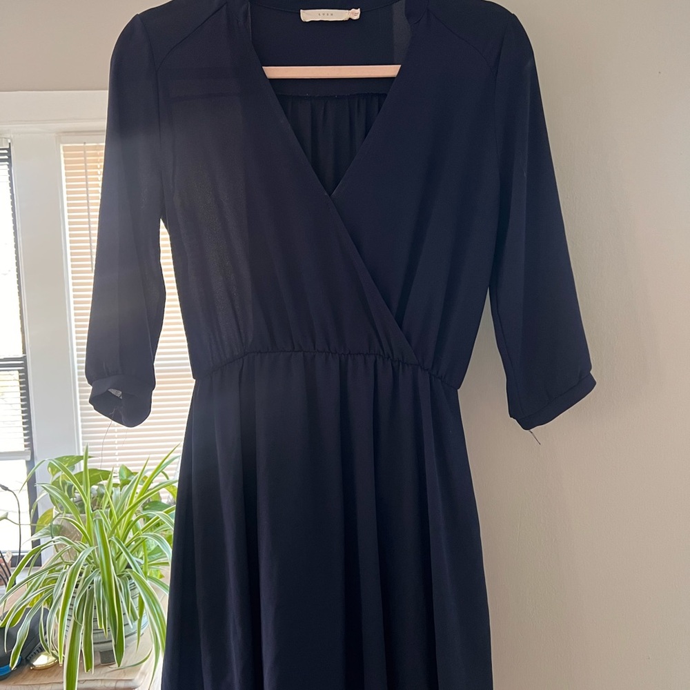 Lush navy mid Sleeve Dress